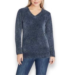 NWOT Orvis Marled Navy Chenille Tunic Sweater Size XL